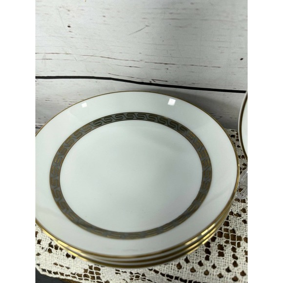 Noritake Hartford 5944 Berry Bowls White Gold Greek Key 5 1/2" Set of 4 - Picture 3 of 6